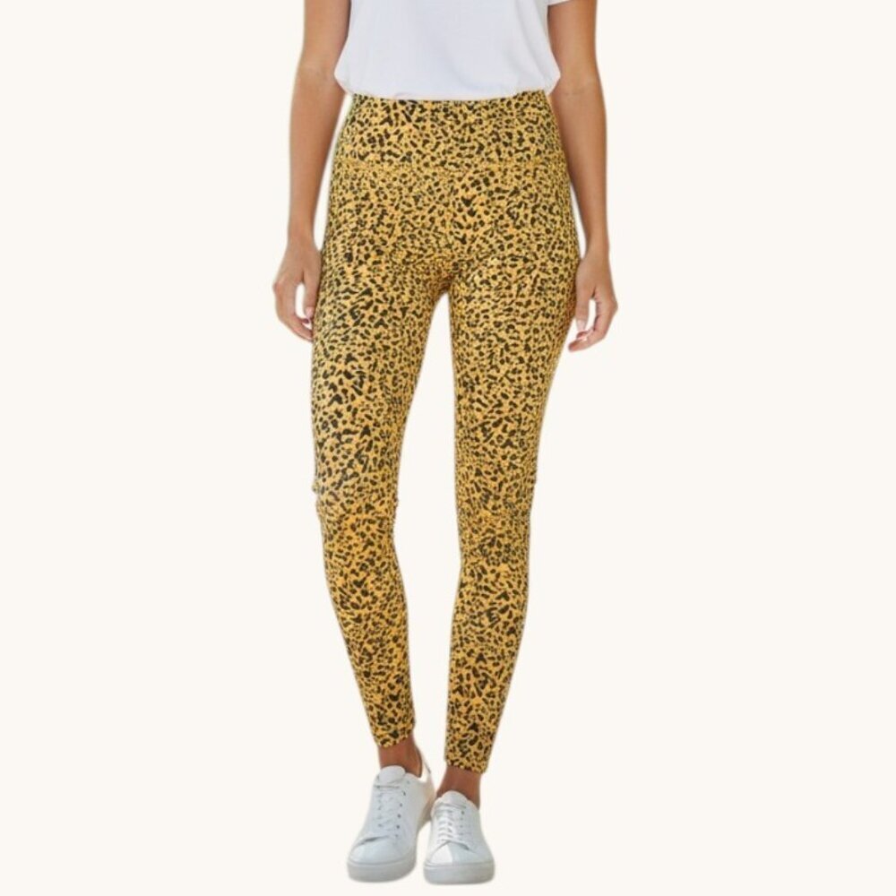 BCBGeneration Women's Leggings High Waist Pants Leopard Print Yellow Medium NWOT